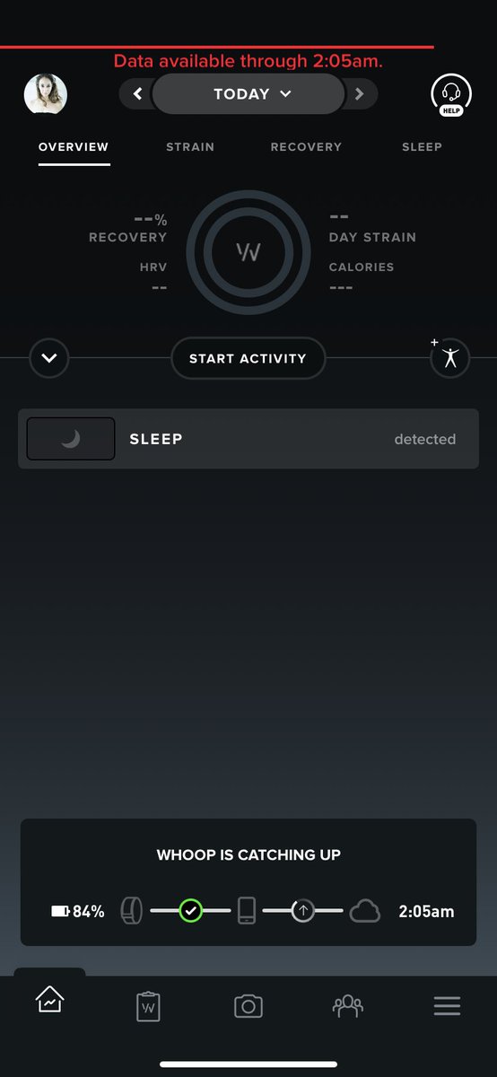 katrinacostedio's tweet photo. anyone else’s 4.0 not catching up? I was so excited about the new features and after 8 weeks of waiting it’s stuck like this… @whoop It’s currently 155pm https://t.co/nGAf7PbcNW