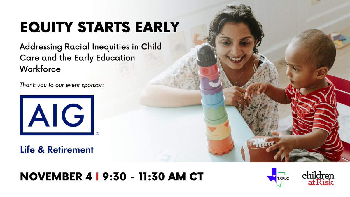 Shout out to our #EquityStartsEarly event sponsors @AIGLifeRetire! We are grateful to have such great partners in our effort to ensure ALL children get a great education and successful start in life! There is still time to join us on Nov 4th. Register >> bit.ly/3yYRJ3L