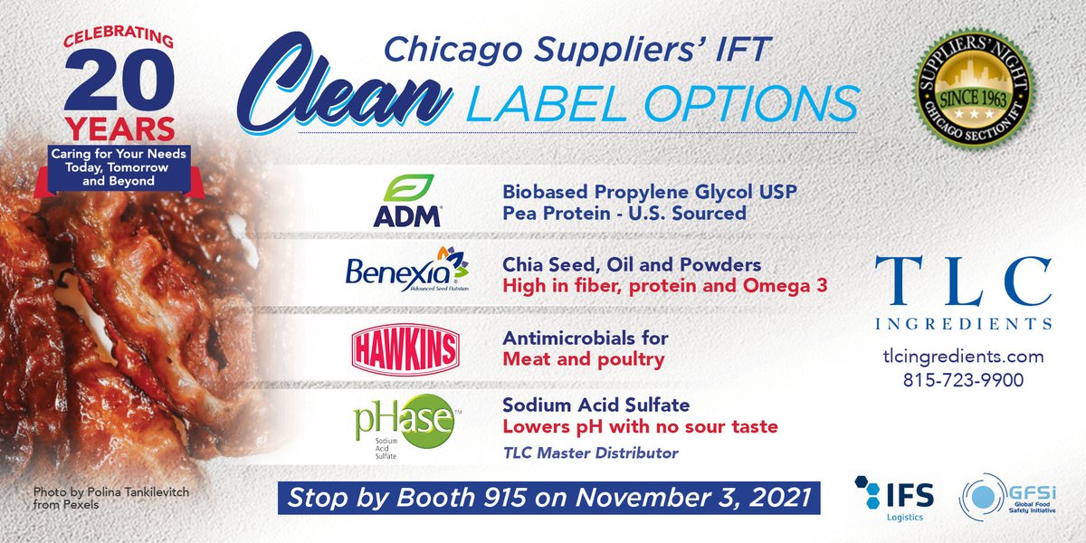 tlcingredients's tweet photo. #GotCitric? On November 3rd, stop by TLC's Booth # 915 at the Chicago IFT Supplier's Night, to learn about how Sodium Acid Sulfate lowers pH without a sour impact.

#CSIFT #IFTshow #CleanLabel @Hawkins1938 @Benexiachia @ADMupdates @JonesHamiltonAG @bobaks https://t.co/yr9f5R63fB