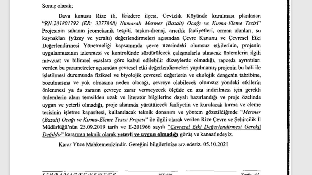 İKİZDERELİLER SORUYOR?

Bilirkişi raporunda  ‘Çevresel Etki Değerlendirmesi Gerekli Değildir’
Kararının teknik olarak yeterli  olmadığı görüş ve kanaatindeyiz’’ kararına rağmen neden bakanlık sessiz kalıyor?

#ikizderedireniyor

<a href="/UABakanligi/">T.C. Ulaştırma ve Altyapı Bakanlığı</a> <a href="/TCTarim/">T.C. Tarım ve Orman Bakanlığı</a> <a href="/csbgovtr/">T.C. Çevre, Şehircilik ve İklim Dğş. Bakanlığı</a>
<a href="/ikizdere_icder/">İkizdere Çevre Derneği</a>