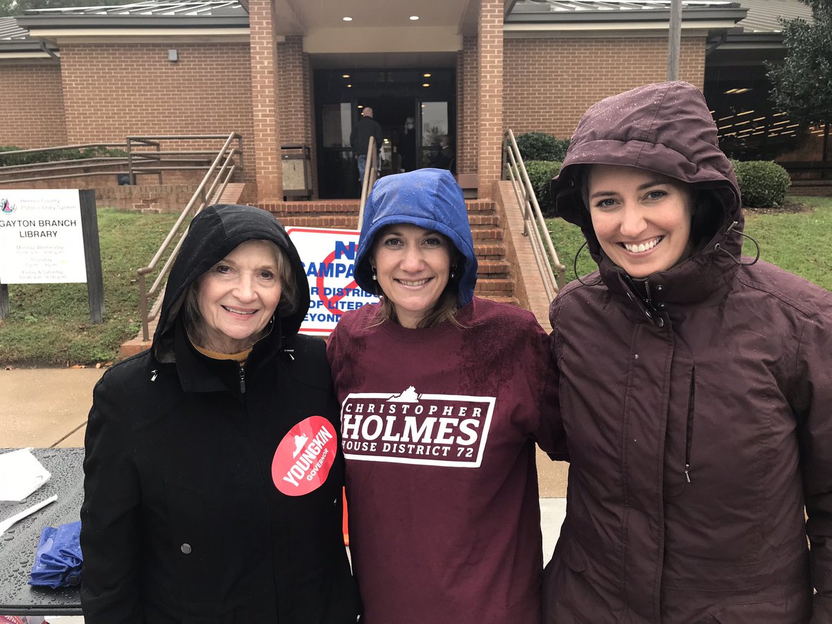 TinaRamirezVA's tweet photo. Out at Gayton Public Library in Henrico for soon-to-be-Delegate @Holmes4Delegate! A little bit of rain can’t stop our mission to #TakeBackVA! https://t.co/2nrxj1T1aO