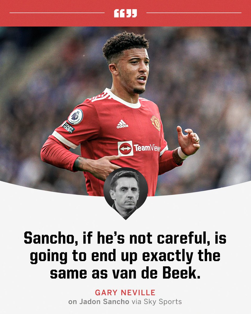 ESPNUK's tweet photo. Jadon Sancho could become the next Donny van de Beek if he's not careful, according to Gary Neville 👀 https://t.co/FQF5VLxG1v