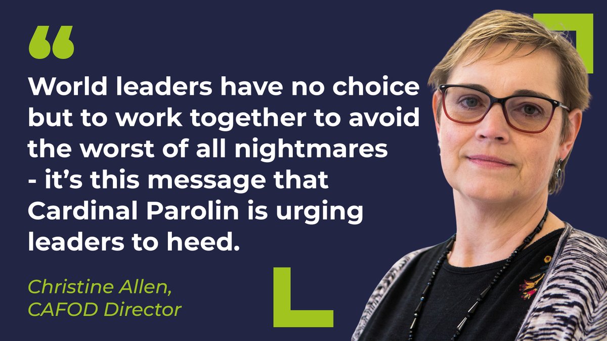 Pope Francis has been unflinching in urging world leaders to close the gap between policy &amp; #ClimateAction 

The Vatican’s secretary of state, Cardinal Parolin, reinforced this message today at #COP26 &amp; following his speech, CAFOD's Director Christine Allen from Glasgow said: