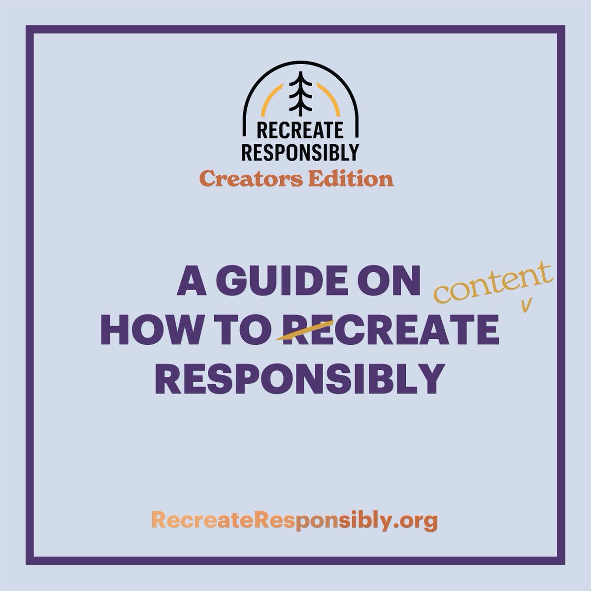 RecreateInfo's tweet photo. BIG NEWS: Today, we're launching #CreateResponsibly, a movement of creators and artists leaving a positive impact when creating film, photography, or other content in the outdoors. 

Learn more: https://t.co/x0eyxVW73O (1/🧵) https://t.co/YcGXFfztzt