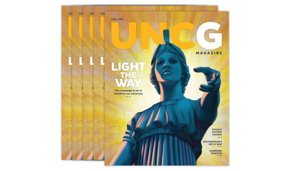 UNCG's tweet photo. The latest issue of the #UNCGMagazine is out now!

What's inside:
💡 A look at our new comprehensive campaign
🏫 Spartan principals leading their schools through the pandemic
💪 How one musical theatre student battled brain cancer

And more 👉 https://t.co/lec27riAHB.

#UNCGWay https://t.co/K76uiXzY5x