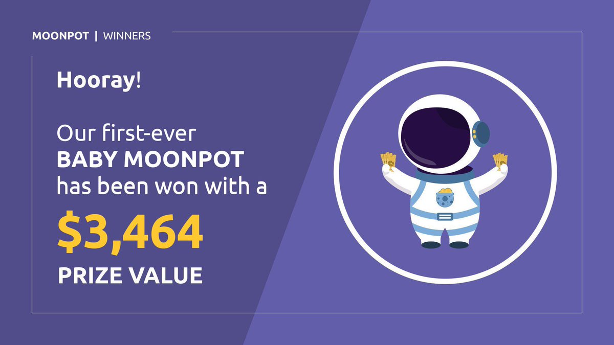 moonpotdotcom's tweet photo. 🎉 Congratulations to the winners from our first-ever $BABY Pot prize draw 🎉

https://t.co/PSUZTsZ2Cv

Each winning ticket got 937 $BABY 🚀

🌕 We just landed the first babies on the Moon https://t.co/tDtyGcIkJo