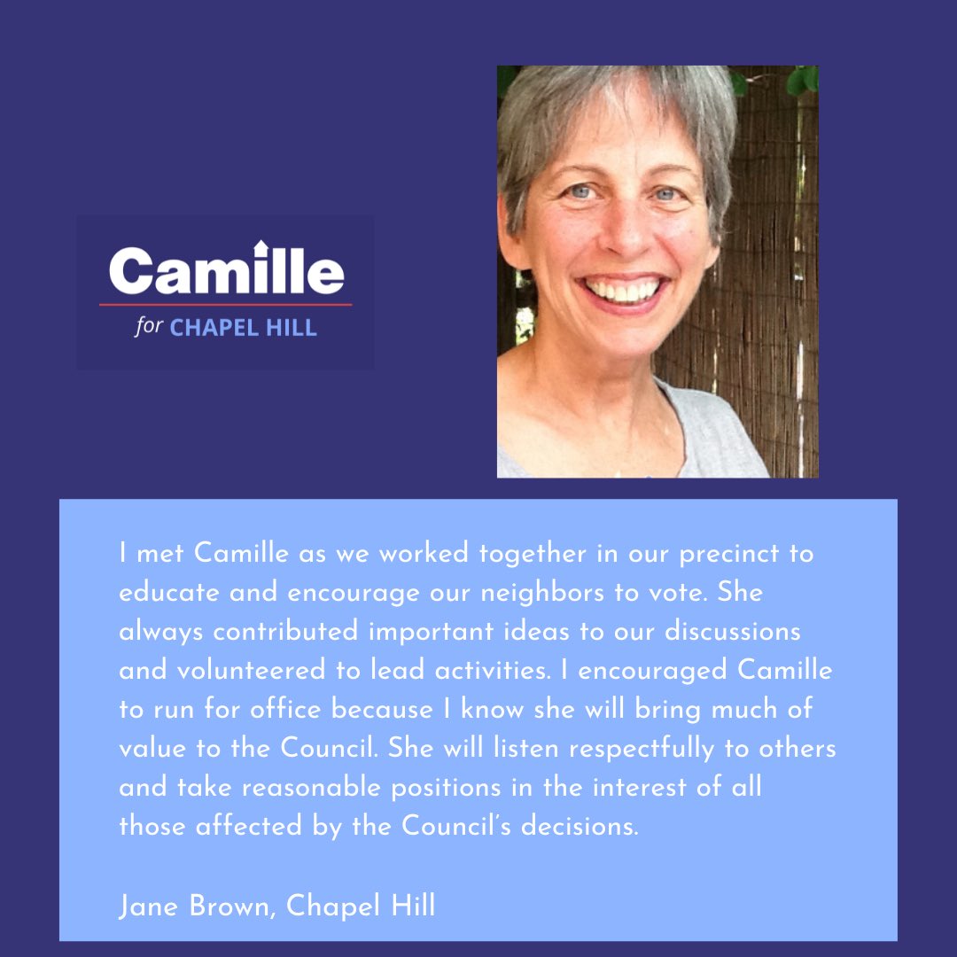 So grateful to receive the support of Jane Brown! #electionday #votecamille4ch