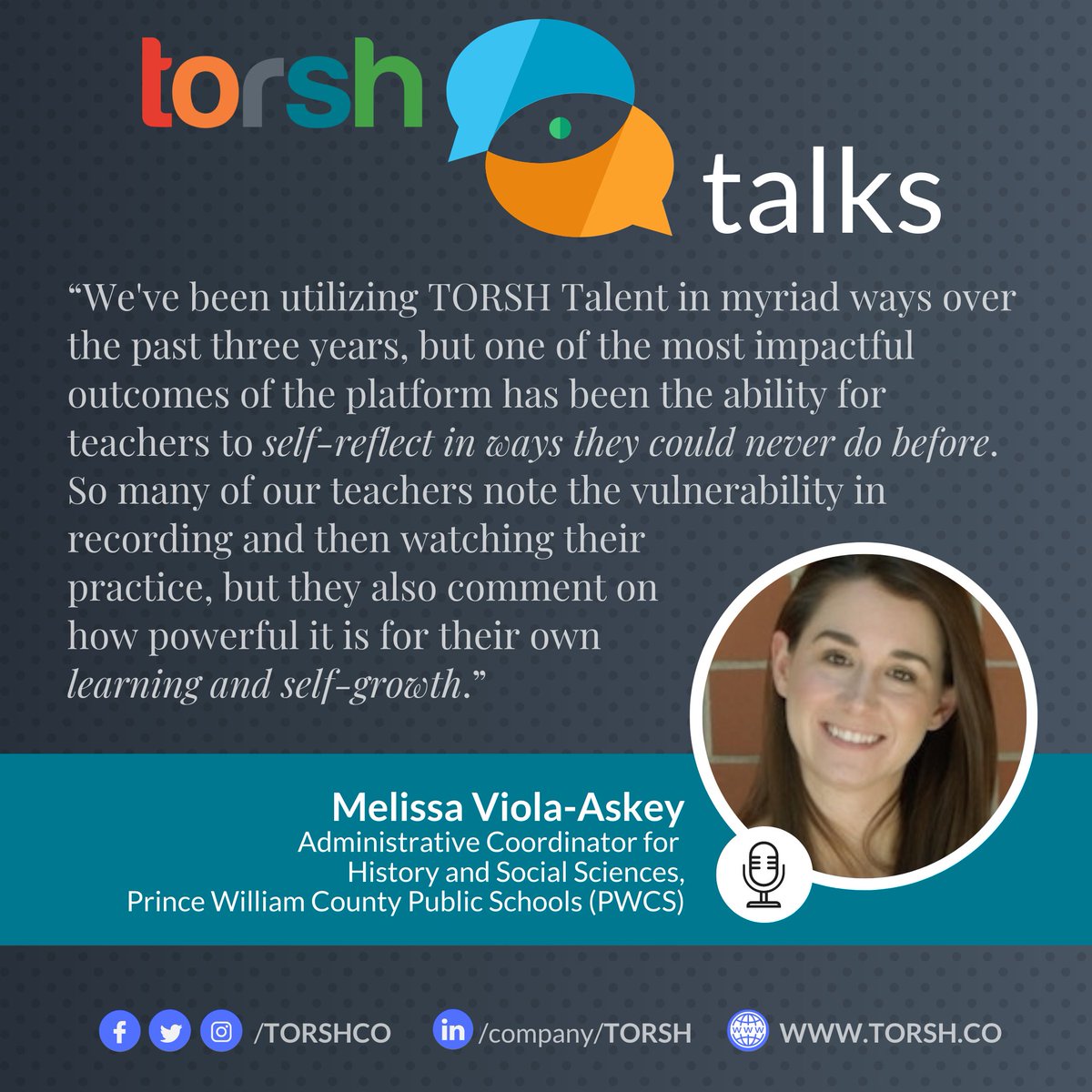 TORSHCO's tweet photo. Welcome to another #TORSHTalkTuesday! We're chatting with Melissa Viola-Askey, Administrative Coordinator for History and Social Sciences with @PWCSNews.

TORSH can support your efforts to address student needs now &amp; build towards a sustainable future 👉 https://t.co/OJ6C9YLitC https://t.co/U9AVhta49G