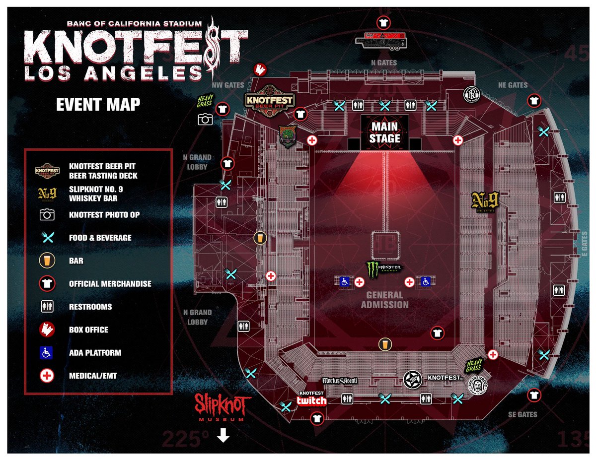 KnotfestLA's tweet photo. LOS ANGELES: Here’s your official @KNOTFEST festival site map with only 3 MORE DAYS to go until gates open. You will not want to miss this. 🔥 

🎟 Festival: https://t.co/iNdA0d4zzf
🎟 Livestream: https://t.co/uBcLfoixN6 https://t.co/ZkAq9WfPhq