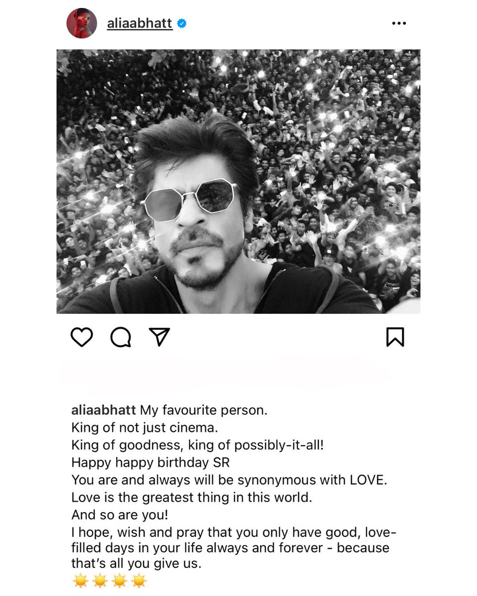 filmfare's tweet photo. “You are, and always will be, synonymous with LOVE”.

#AliaBhatt has a heartfelt message for #ShahRukhKhan on his birthday. https://t.co/uetWjZfQ7z