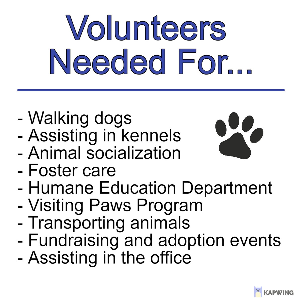 WesleyanEngaged's tweet photo. - VBSPCA - 
Volunteers needed for many tasks, see the list below.
Application Link: https://t.co/0Ui6FXe2Mm  
Group volunteering for groups of 3 - 6  is available for weekends. Email wesleyanengaged@vwu.edu to learn more. https://t.co/FfQm1LIIyc