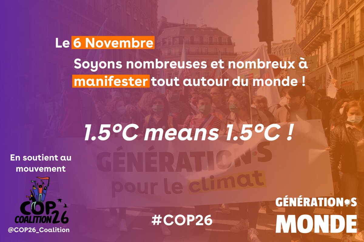 GenerationsFAE's tweet photo. Et vous?
Vous faites quoi samedi ?
Nous, on va manifester partout autour du monde, vous vous joignez à nous ?
Trouvez une manif autours de chez vous ici : https://t.co/RgKWqE4gdY
#COP26 #COP26Glasgow https://t.co/yWJYEra4az