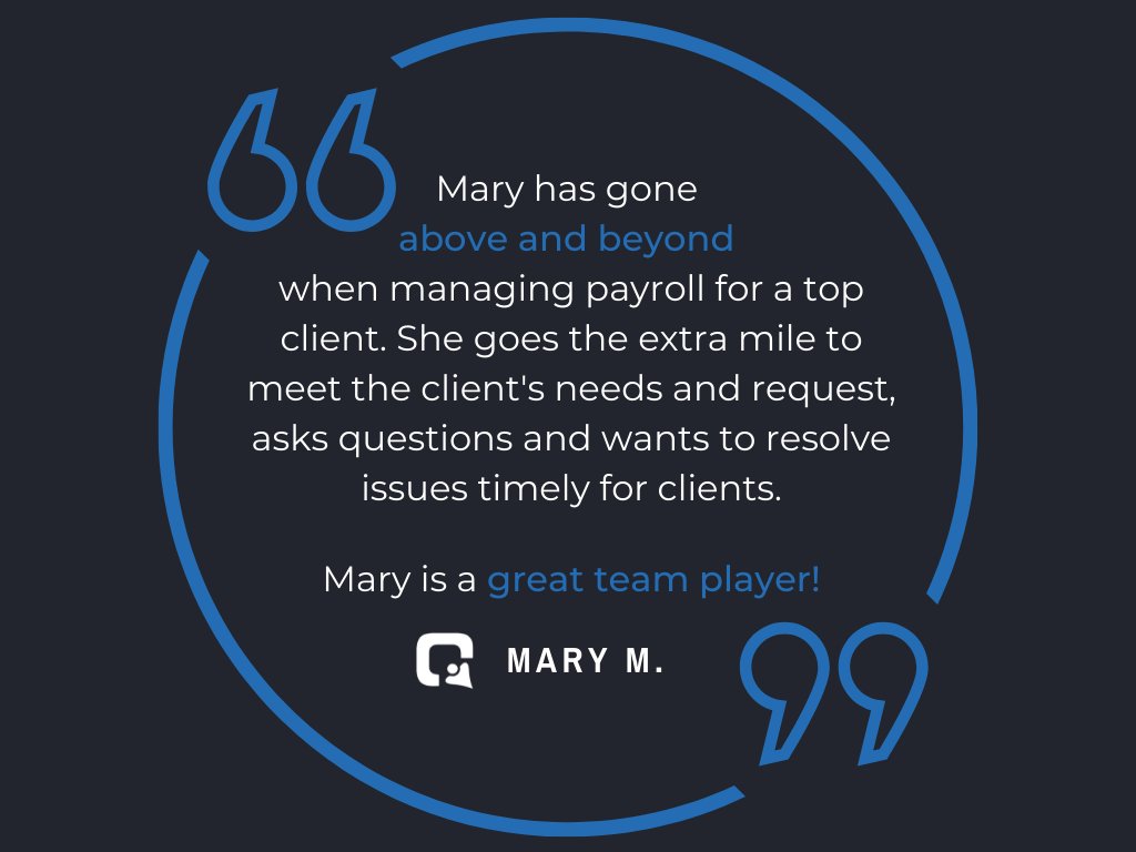 Questco's tweet photo. Our employees are willing to step in anywhere they are needed to ensure that our clients are getting first-in-class service. A big shoutout to Mary for everything she does on the benefits team!

#TeammateTuesday #Questco #CompanyCulture https://t.co/MC7AXCVXKg