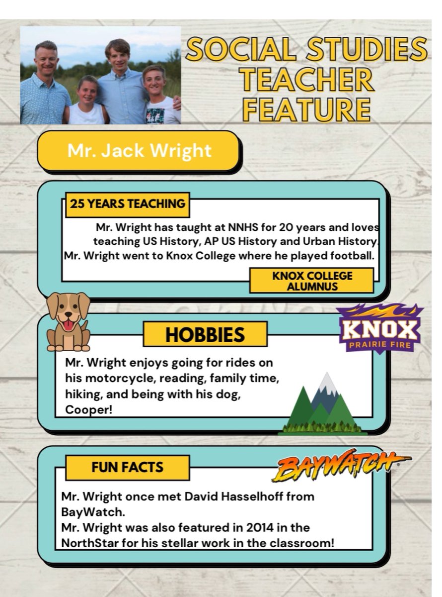 JoBergNNHS's tweet photo. Starting the month recognizing another amazing NNHS social studies teacher, Mr. Jack Wright! click https://t.co/3m0ff7mg0k to access a teacher feature throwback of Mr Wright! #driventoteach @jackwright_ https://t.co/FCOqGhmlax