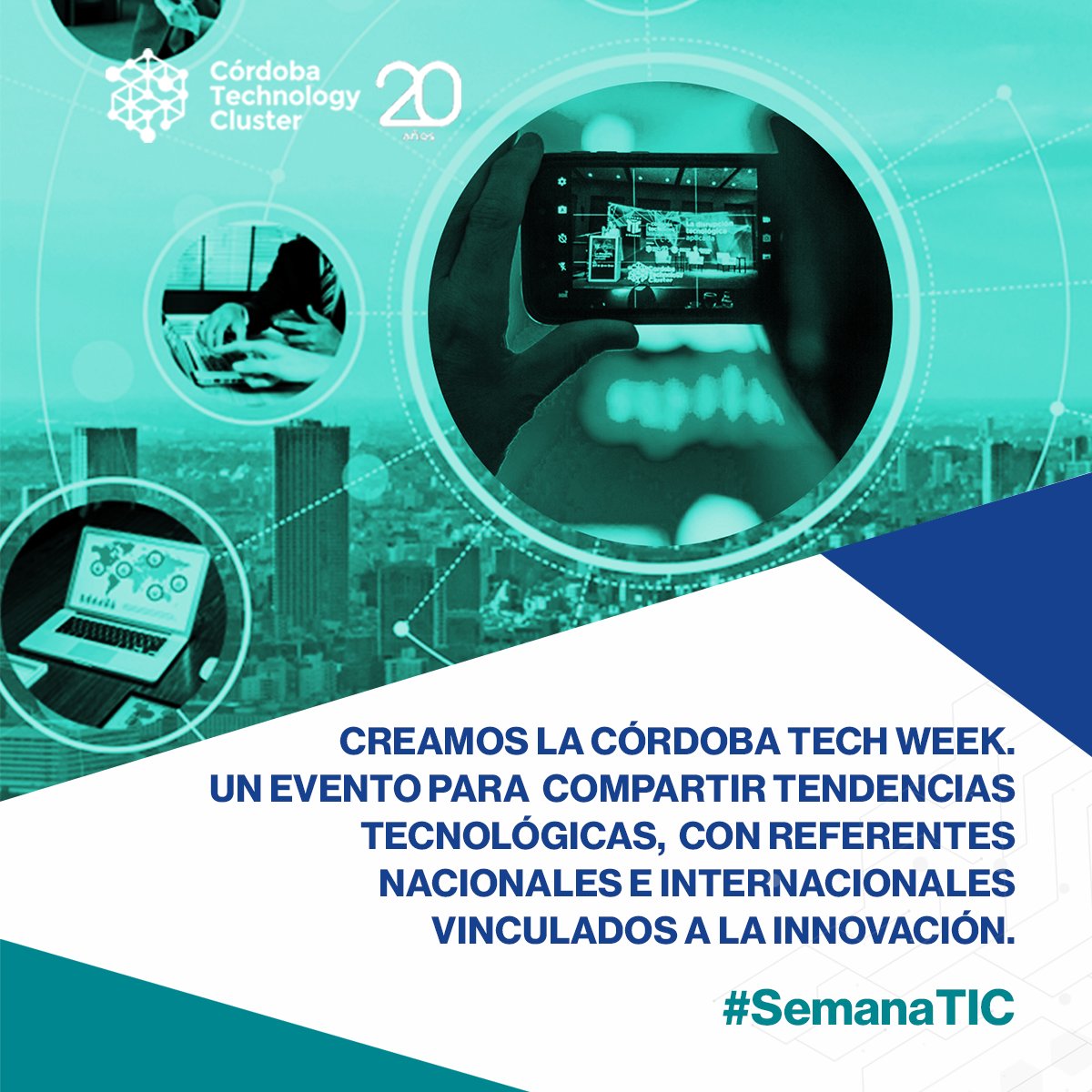 HITO N°10 #Cluster20Años 🙌🏻
👉🏻#CórdobaTechWeek, un evento del <a href="/ClusterCba/">Córdoba Cluster</a>  en el marco de la #SemanaTIC. 
👉🏻5 días intensivos de charlas, talleres, capacitaciones y actividades para diversos públicos y speakers nacionales e internacionales. 
#Tecnologia #ComunidadTIC #Córdoba