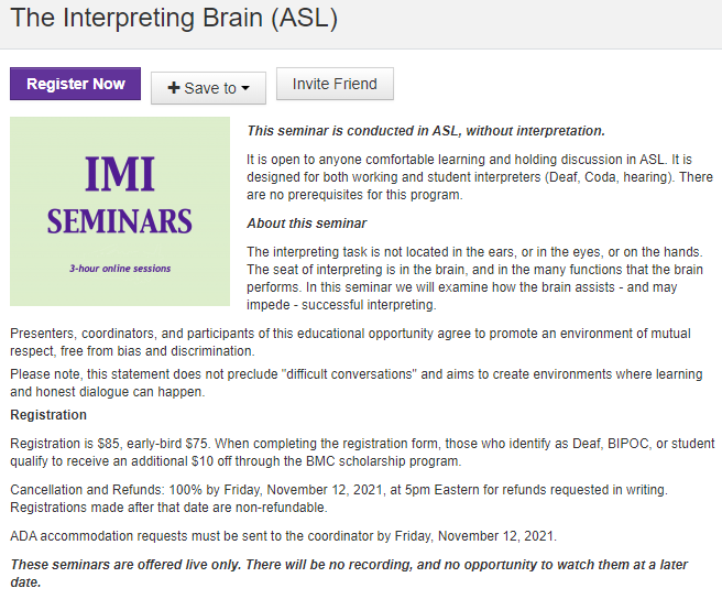 ASLinterpretIC's tweet image. The BMC is offering the following workshop: The Interpreting Brain. 

Saturday, November 20, 2021

6 - 9PM EST

To register: visitbmc.com/index.php/imi-…