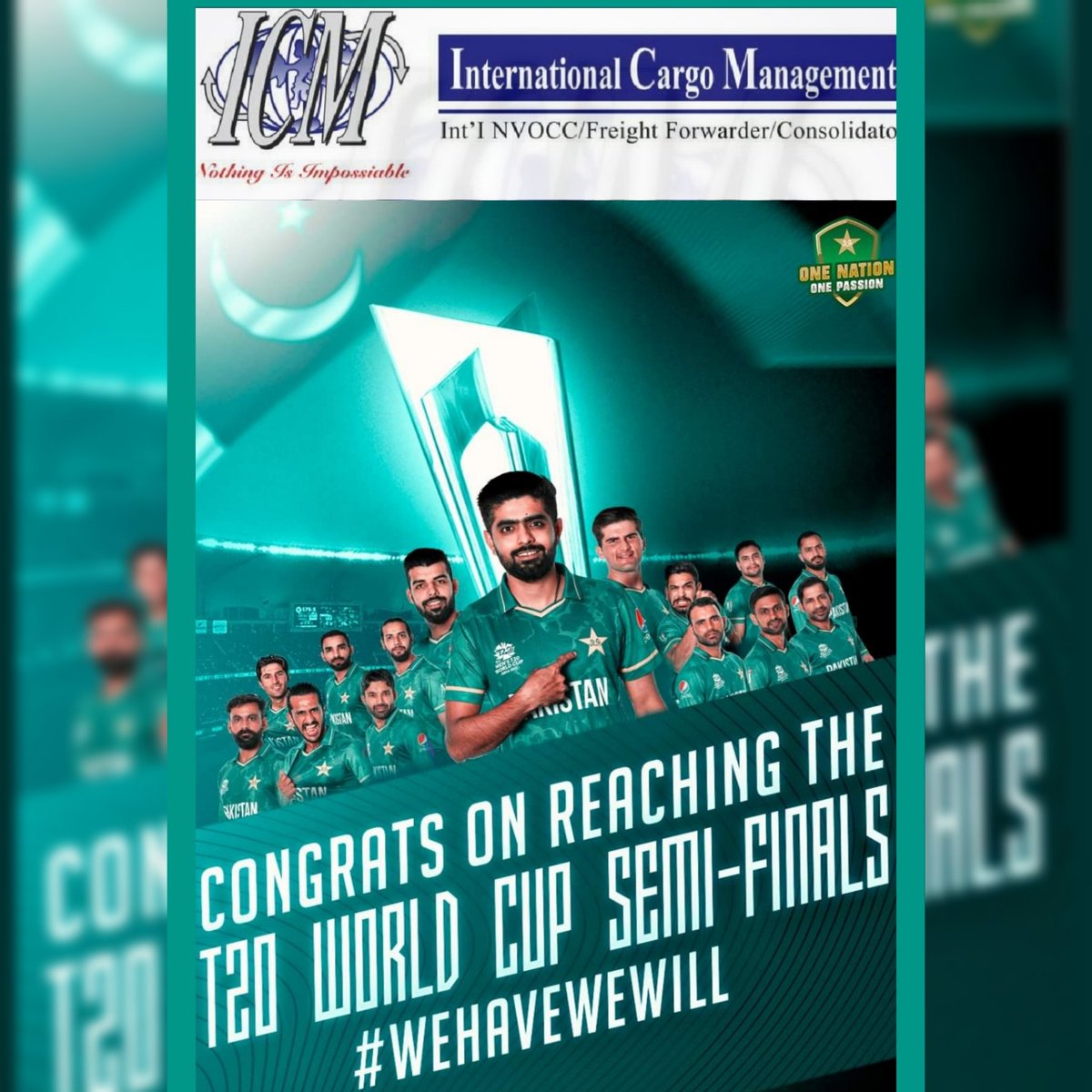 Interna63710350's tweet photo. Best of luck 👍 Team PAKISTAN .

congratulations 🥳 

#icct20worldcup #pak #icmlogistics https://t.co/jBUvdIse6R