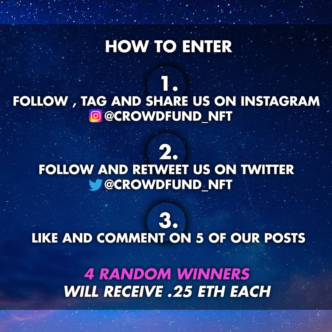 1 Ethereum Giveaway now live. Good luck to everyone. We can’t wait to launch this is going to be one of the most lucrative projects in history.
