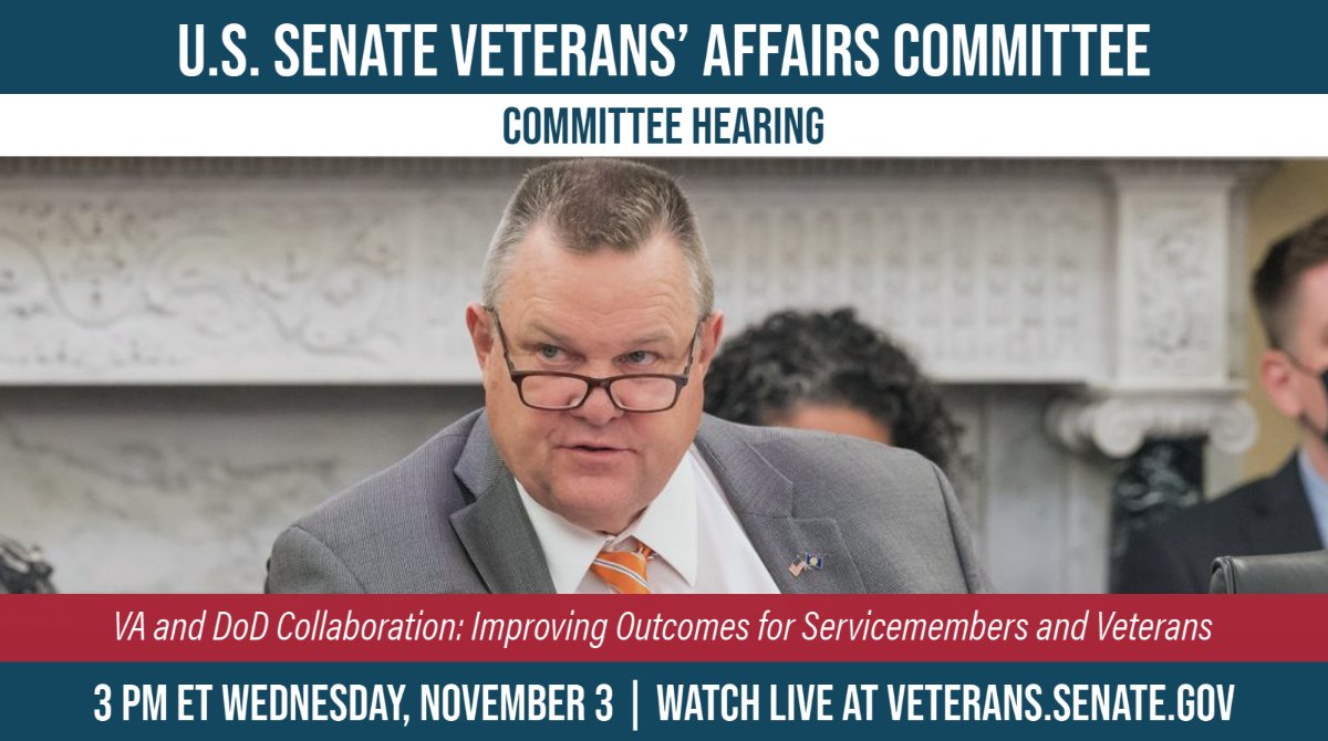 SVACDems's tweet photo. Tune in TOMORROW at 3pm ET as Chairman @SenatorTester convenes a Senate Veterans’ Affairs Committee hearing on improving @DeptVetAffairs and @DeptofDefense collaboration for servicemembers and veterans. https://t.co/cU5ZlvEFs1