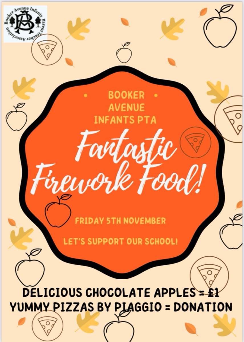 The Infants PTA’s Fantastic Firework Food Will Be Available Straight After School On Friday 5/11/2021

Try our delicious Whizz Bang Pop Pizzas &amp; have a blast eating our Super Tasty Chocolate Apples.

These perfect treats will make your tastebuds explode with delight!