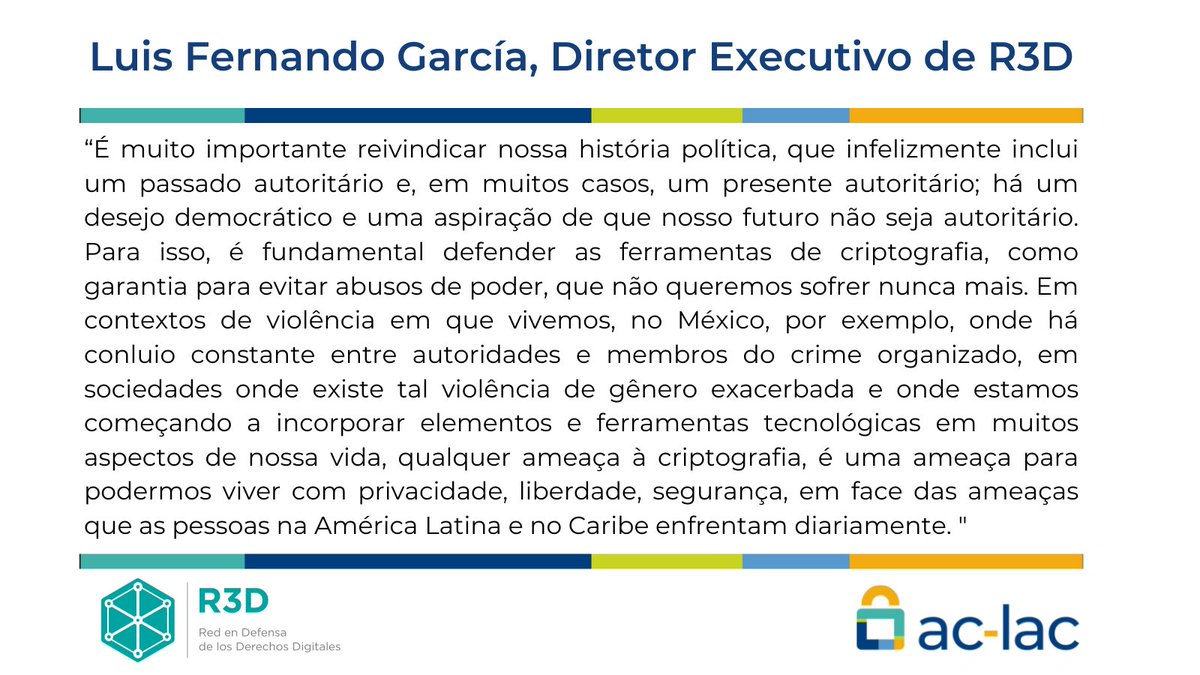 aclac_alianza's tweet photo. #ACLAClive Cara a Cara:
"qualquer ameaça à #criptografia, é uma ameaça para viver com privacidade, liberdade, segurança, em face das ameaças que as pessoas na A.Latina e Caribe enfrentam diariamente" explicou @tumbolian de @R3Dmx
O discurso completo👇
https://t.co/txnqjnxUYM https://t.co/PMdtfyojFA