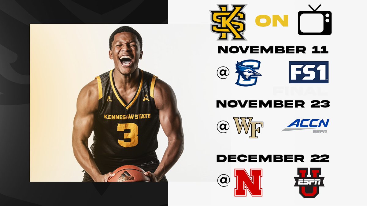 KSUOWLSMBB's tweet photo. #DidYouKnow - The Owls will be on national TV 3⃣ times this season! Catch KSU on FS1, the ACC Network and ESPNU this year.

Full TV Schedule - https://t.co/yu7REOlXrO

#BONE | #DoMore | #OneKS 🦉 https://t.co/oa4YlAiZDq