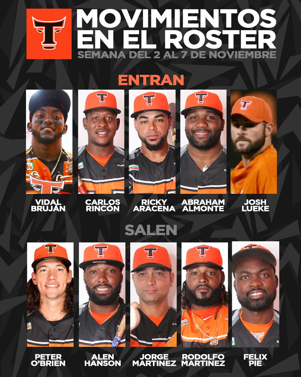 TorosdelEste's tweet photo. Movimientos en el roster de esta semana del 2 al 7 de Noviembre.

Los importados Peter O'Brien y Jorge Martinez al igual que Pie, Hanson y Rodolfo Martinez siguen en el equipo trabajando con nuestros coaches haciendo trabajos extras. https://t.co/5i2bTMiER7