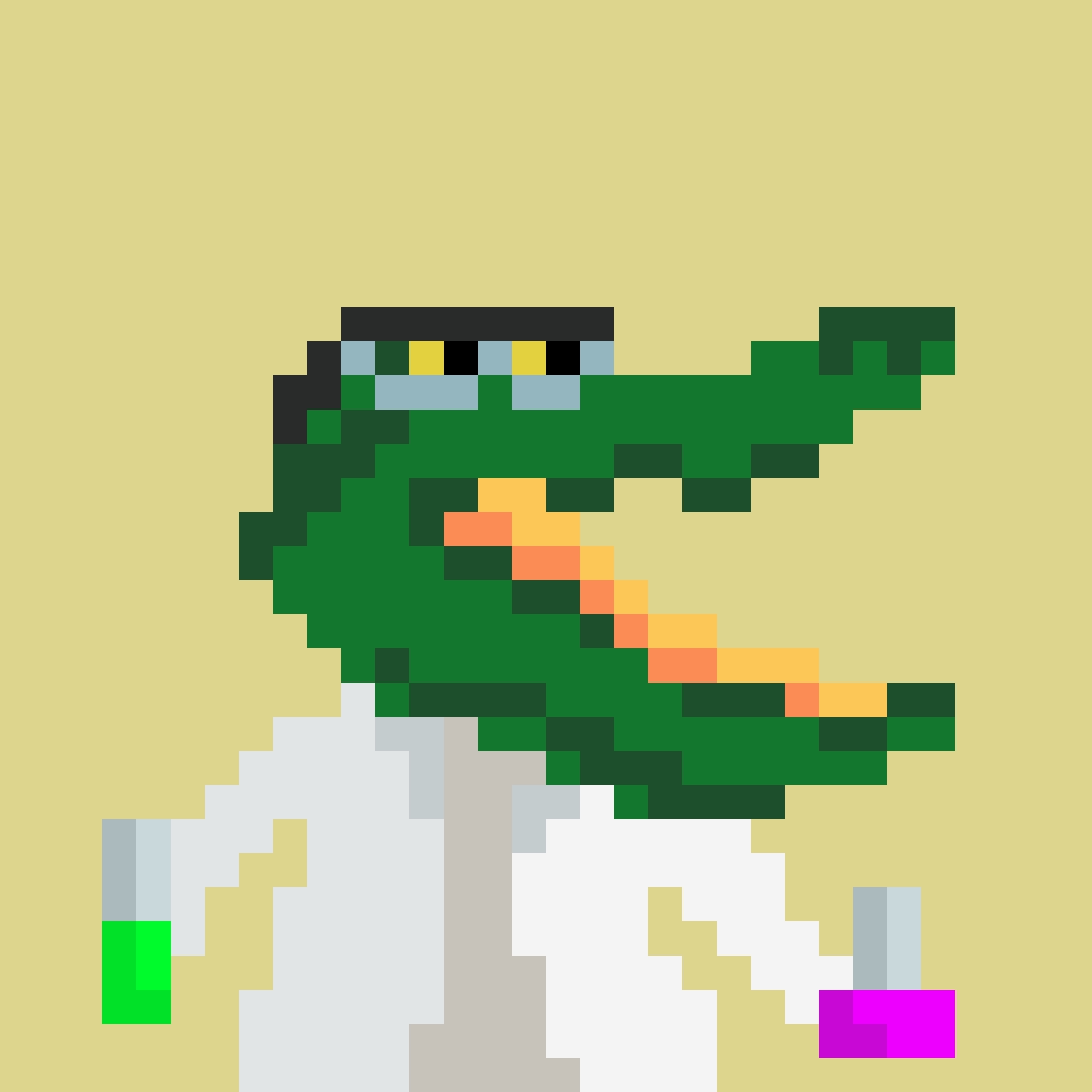 XRPLCROC's tweet photo. This LabCroc has just finished  Quantum Chemistry university. Be careful of him or else he will create an explosive mixture to fly you to the moon.🐊 
#xrpcommmunity #XPUNKCommunity #XRP $XRP $XCROC https://t.co/NJ6OQ2DWsD