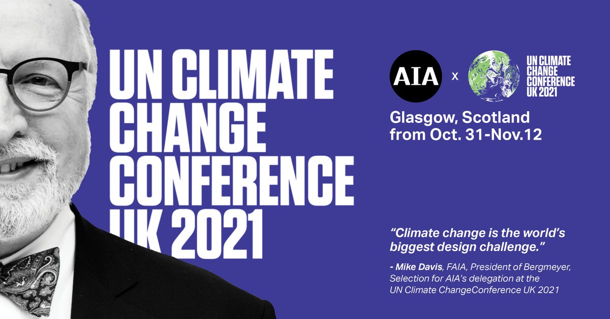 Bergmeyer's tweet photo. The @AIANational has selected four #architects to attend the UN Climate Change Conference for the first time, including Bergmeyer President Mike Davis! Learn more about Mike &amp; the #AIA's #COP26 #climateaction #advocacy goals: https://t.co/2vIHyNr5HQ

#builtenvironment #design https://t.co/VZYlxkUoak