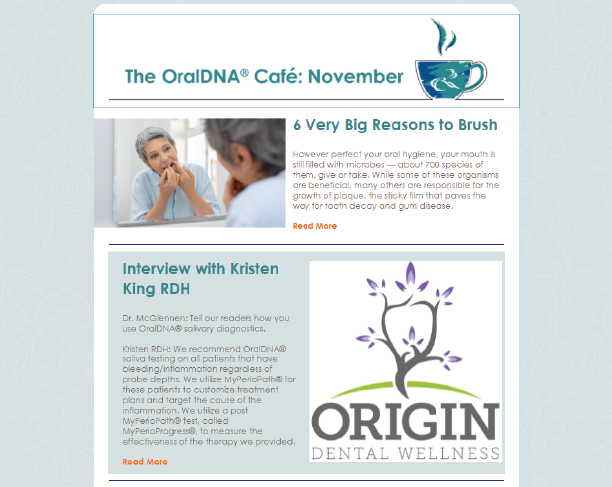 OralDNA's tweet photo. Check It Out! The November OralDNA® Café Newsletter Has Arrived! Don't miss this!! https://t.co/Etb4VjcOeb #oraldna #oraldnacafe #newsletter #oralhealth #pathogentesting #systemichealth #salivarydiagnostics https://t.co/nAAIFeIHqV