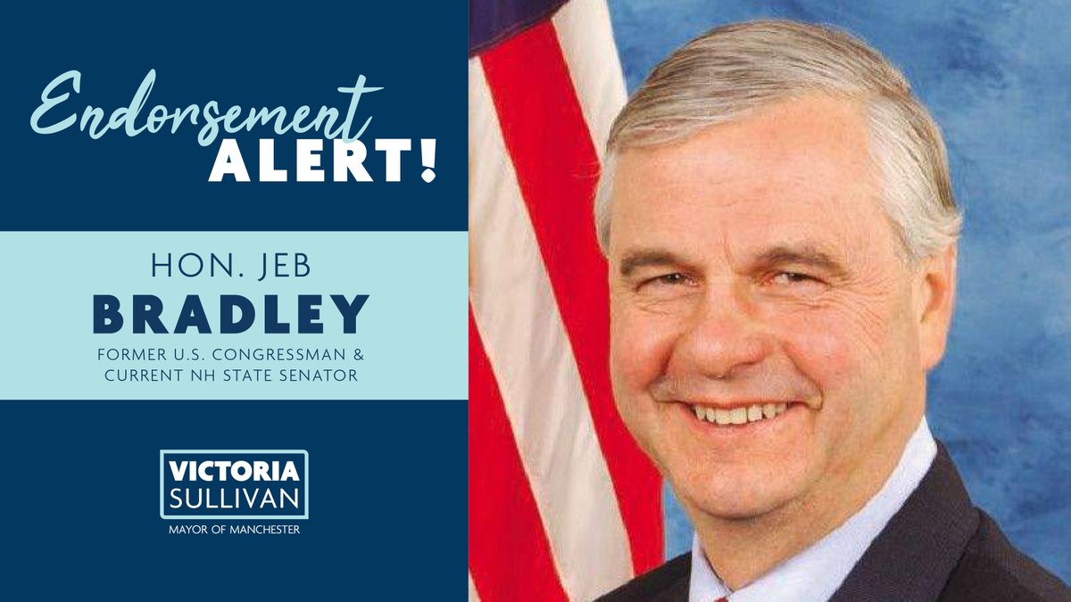 With the election underway, it’s nice to have the support of Granite Staters like Hon. Jeb Bradley!

Thank you for your support in my campaign for Mayor! 

#MHT #nhpolitics