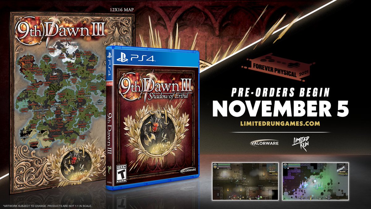 LimitedRunGames's tweet image. Cards, monsters, and a huge open world to explore!
9th Dawn III is coming to PS4 physical this Friday. Trek through Cedaltia in this open-world RPG adventure!

Pre-orders open 11/5 10am ET at LimitedRunGames.com. Limited quantities available