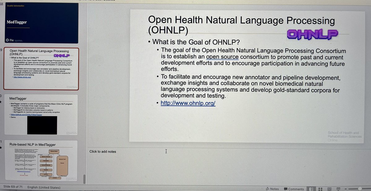 yanshan_wang's tweet photo. As academic faculties, we need to do a better job on bringing the most recent approaches and tools in research to informatics education. Included #OHNLP, #MedTagger and many more recent #NLP techniques in my course lecture to our #MSHI students. https://t.co/x8z2QB3Izh
