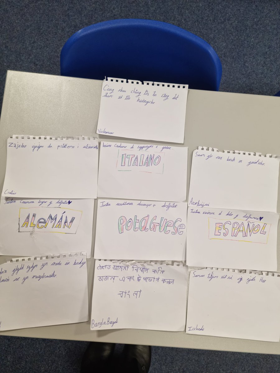 MrsTaylorQP's tweet photo. It made my day when a Y4 girl showed me she had researched our school vision in different languages at home @QueensCoEURC @network_primary https://t.co/z4bjnDdCKe