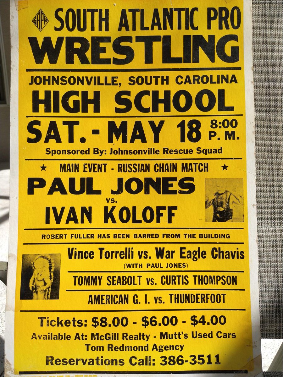 NativeTatanka's tweet photo. Exclusive #SAPW #OldSchool Event Poster from May 18, 1990! A 31 YR OLD COLLECTABLE ITEM full of #wrestling history to be auctioned on the Live Pow Wow with #Tatanka Dec 4th, 2021! #IvanKoloff #VinceTorelli @ShamrockKen #WarEagle #ChrisChavis @NativeTatanka @WWE @WWEUniverse #WWE https://t.co/S6e21h4QK1