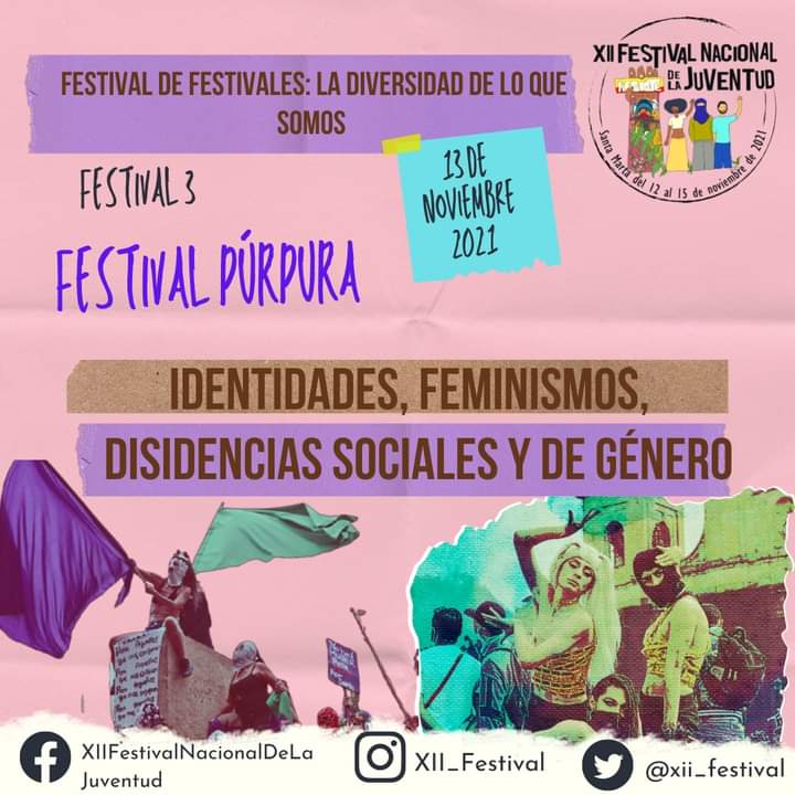 XII_Festival's tweet photo. En el #Dia2 del #XIIFNJ, El Festival 3/6 será el FESTIVAL PÚRPURA "Identidades, feminismos, disidencias sociales y de género". Como un espacio de confluencia desde el feminismo y las diversidades que nos permitan dialogar y construir. ¡Prográmate! 👇🤩🏳️‍🌈🏳️‍⚧🔮 https://t.co/jzR4sI1F9b