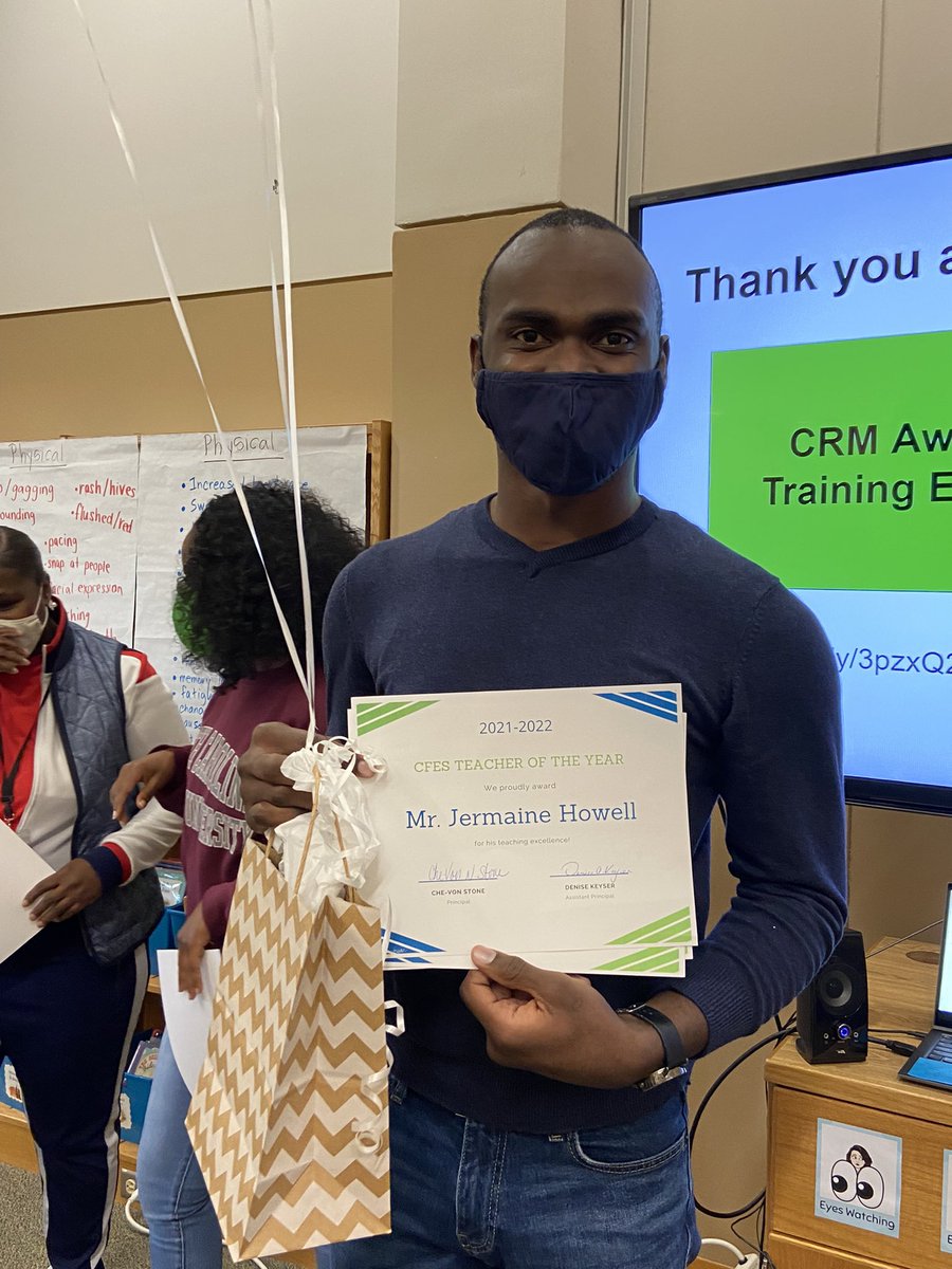 Congratulations to <a href="/CedarForkES/">Cedar Fork</a> Teacher of the Year, Mr. Jermaine Howell!!! #wcpss