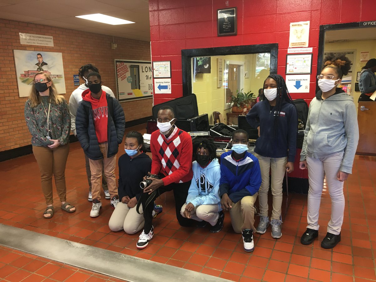 Jake McNeil, an alumnus of Booker T. Washington Middle School, spearheaded a drive to collect instruments and donations for the school's music program. On Nov. 2, he made a delivery of trumpets, flutes, oboes and percussion instruments to the school. #LearningLeading #StayStrong