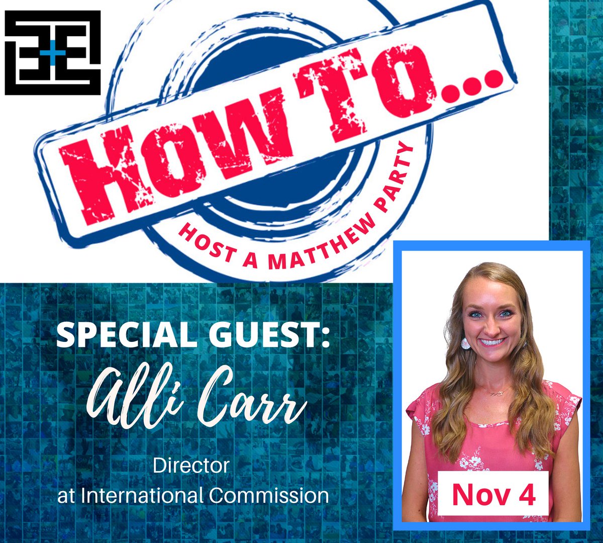 IntlCommission's tweet image. THURSDAY: Join Alli Carr as she digs deep into Luke 5:27-32 and John 13:35 to share how you can successfully host a "Matthew Party" to show unbelievers the love of Christ in a natural and hospitable way. 

Register now for FREE at internationalcommission.org/training