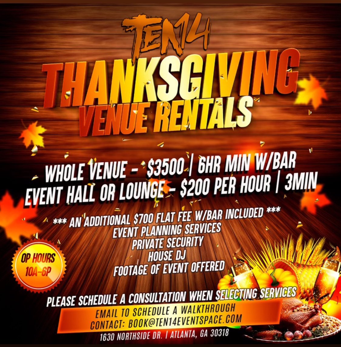 OGNeko30's tweet image. Happy November 🍂🦃 It’s the season for making memories with family &amp;amp; friends for the holiday. Come celebrate with us, 5,000 square feet of space to choose from! @Ten14Events !!