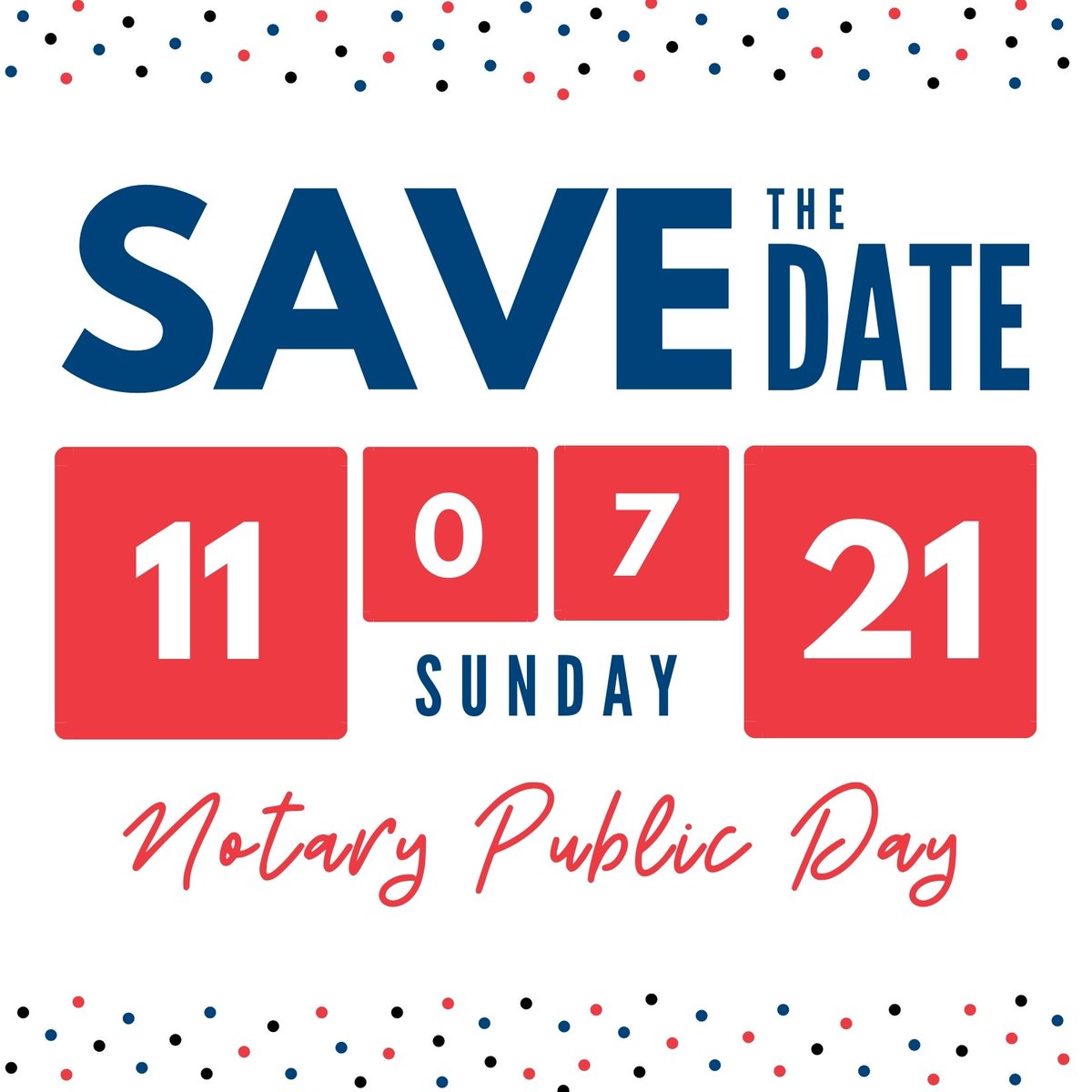 nationalnotary's tweet photo. Save the date! November 7th was chosen as Notary Public Day in recognition of the day that America's first Notary, Thomas Fugill, was appointed. https://t.co/8GRUZQTA6I