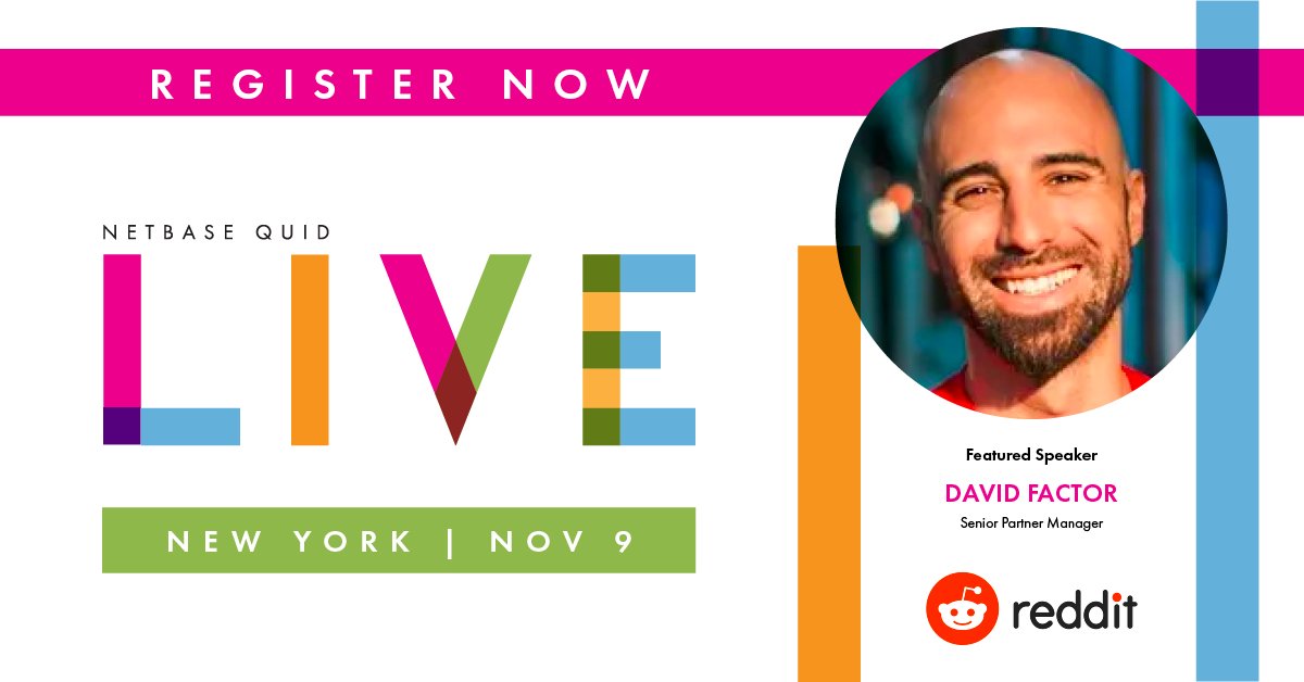quid_official's tweet photo. We're excited to have @davidefactor (Sr. Partner Manager at @Reddit) speak at #NetBaseQuidLIVE on Nov 9th in NYC. David will share the value of #Reddit data for brands and why you should incorporate #RedditData into your #analytics. Learn more at https://t.co/zZiKpgnv7X. https://t.co/7fiGInBruA