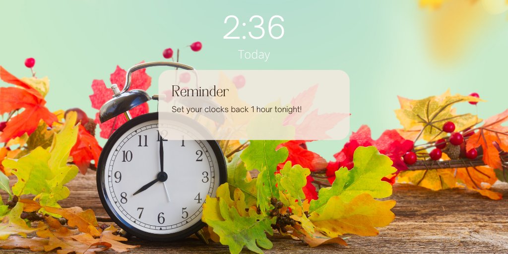 Don't forget to set your clocks back 1 hour before heading to bed tonight!