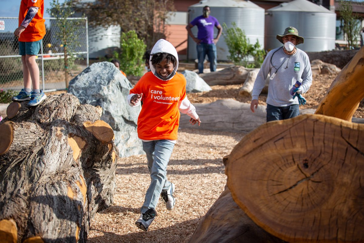 RecParkSF's tweet image. Children scrambled over boulders, crawled into a kid-sized tunnel in a hollow tree, and perched atop repurposed logs yesterday following a ribbon cutting at the city’s Nature Exploration Area at Heron’s Head Park!