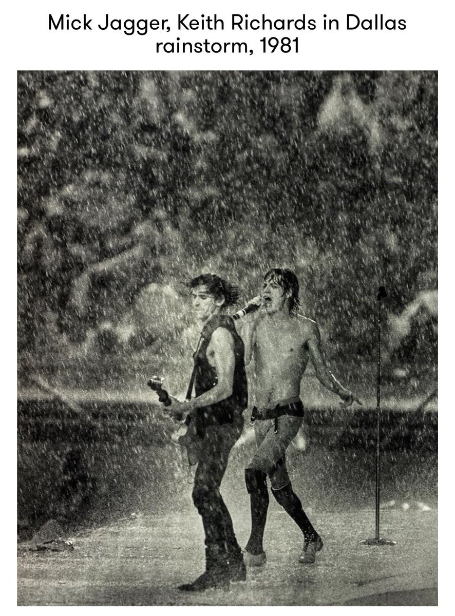 CJCamarco's tweet photo. @RollingStones concert 1981 at the Cotton Bowl in #Dallas. A massive rainstorm erupted, but @MickJagger @officialKeef rocked on.🤘Looks like we’re in for a similar treat tonight!! 😉🌧 🥶 #shessocold #gimmeshelter 😘 CAN’T WAIT! 📸: Jay Dickman https://t.co/k918uw2ckM