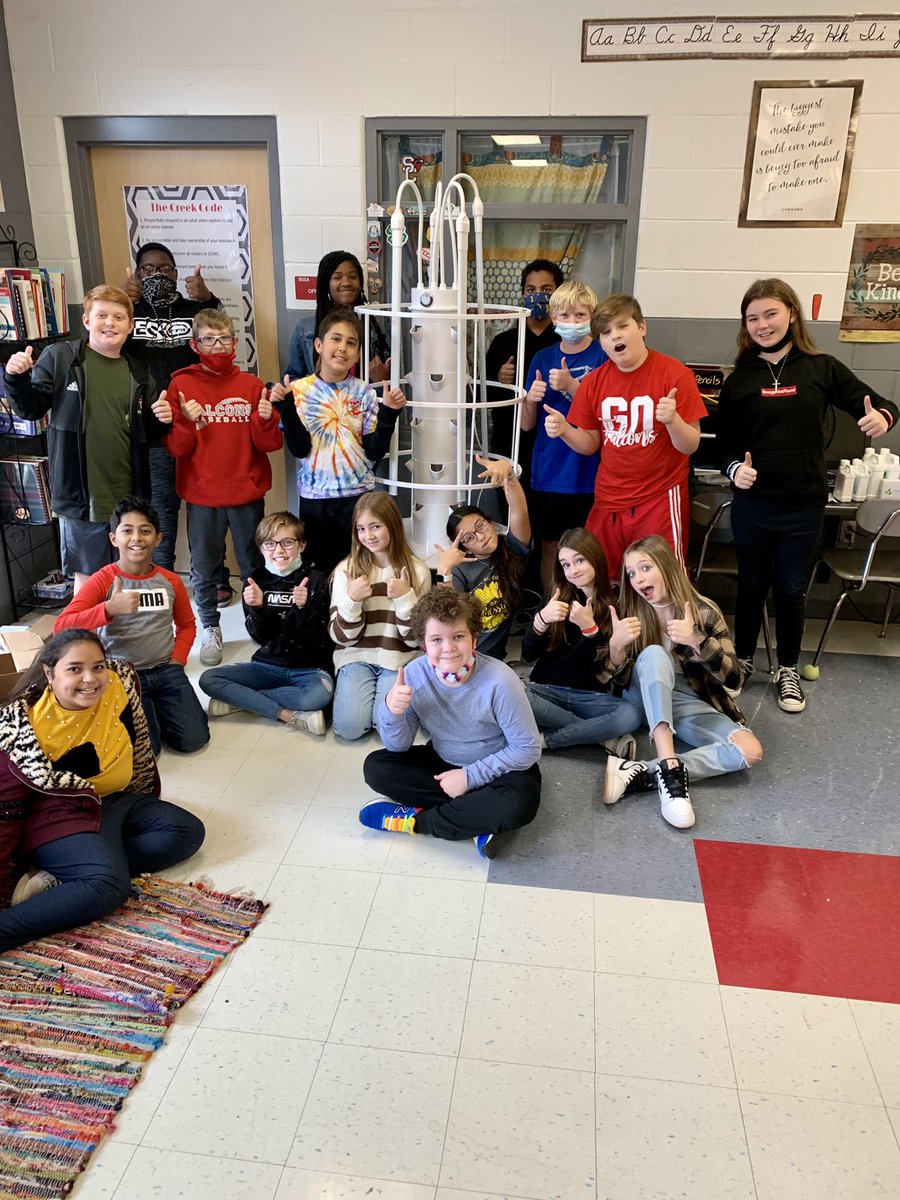 SCMSFCCLA's tweet photo. It’s been a busy day putting our Tower Garden together! #IndoorGardening #TowerToTable #Sustainability @SCMFalcons @Principal_Murry @rucoschools @RuCoCTE @TowerGarden https://t.co/zQuK36dBoM
