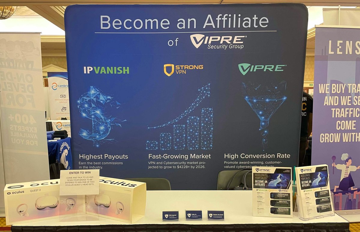 Are you at #ASW2021? Stop by booth 1436 and come say hi to some members of our team. 

#asw21 #affiliatemarketing #ecommerce #vpnsecurity #antivirus #ipvanishvpn