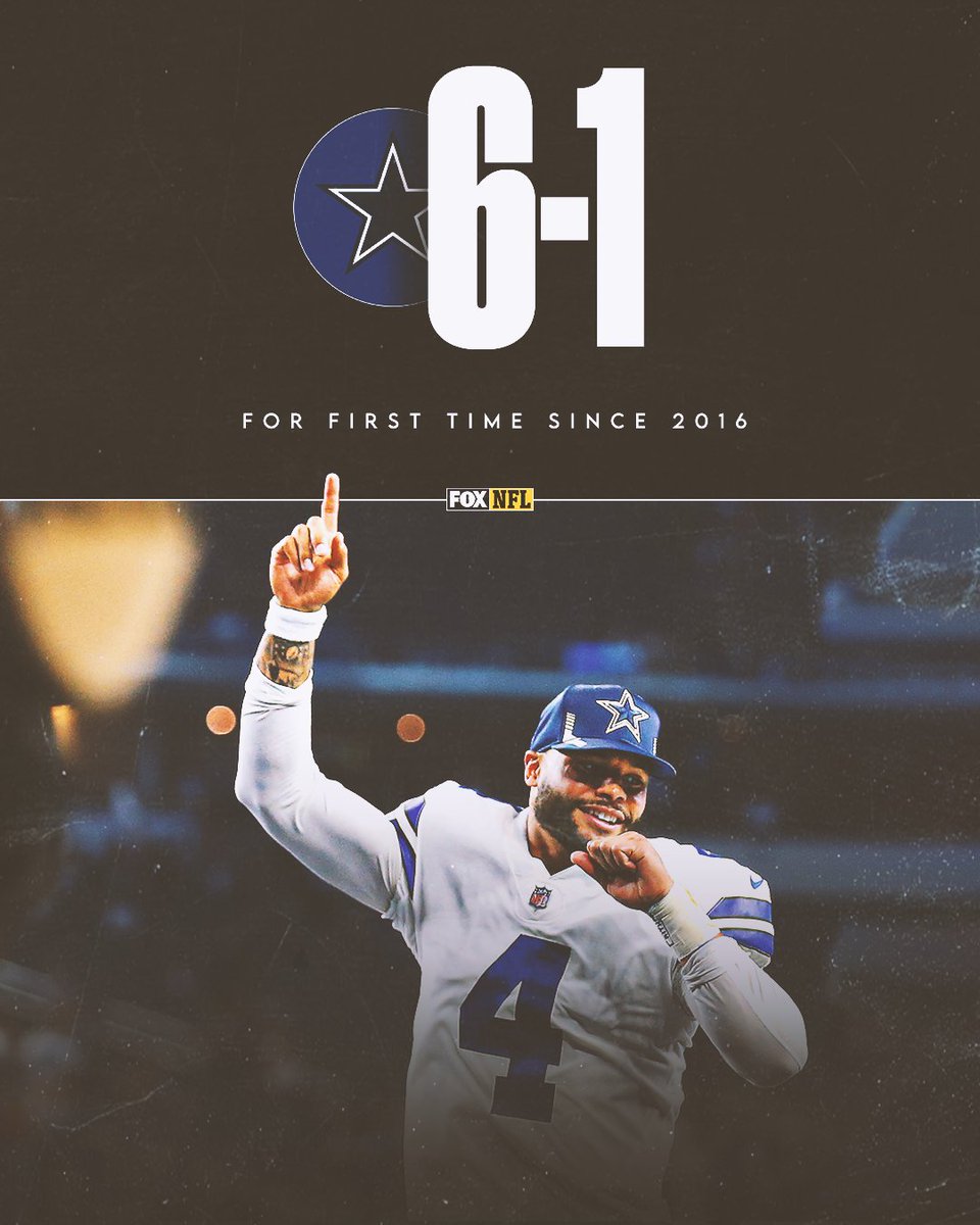 NFLonFOX's tweet photo. The @dallascowboys are 6-1 for the first time since Dak's rookie year 💫 https://t.co/RxrCzSkt9J