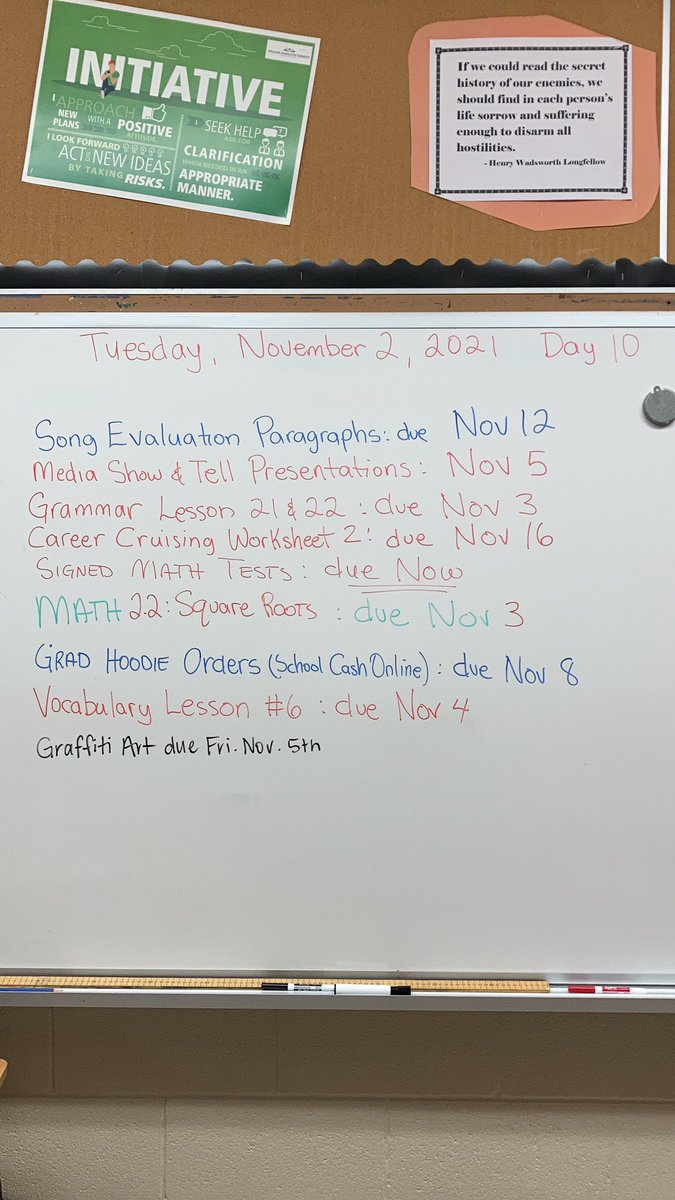 barrettwhm's tweet photo. Homework Board: November 2nd https://t.co/WxvChgWG03