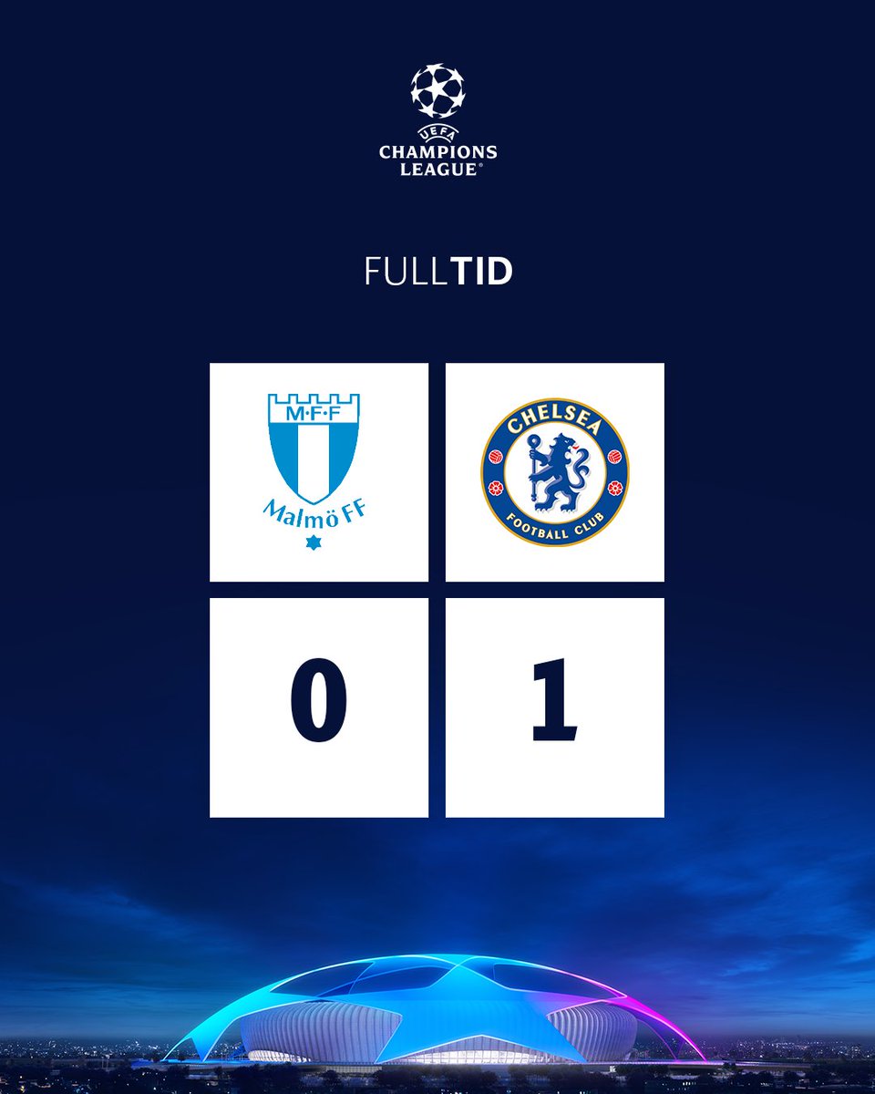 Malmo_FF's tweet photo. Chelsea FC gör matchens enda mål och vinner på Stadion. 

#UCL | #MFFCFC https://t.co/wdej7iC1Up